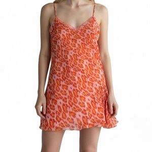 Leopard Print Orange Slip Dress